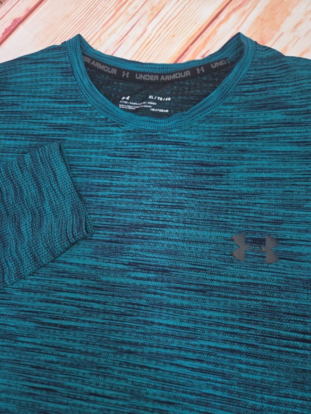 Under Armour Mens HeatGear Fitted Long Sleeve Teal Shirt XL